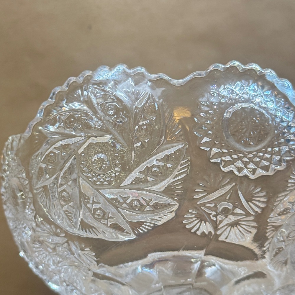 Vintage Clear Pressed Glass Compote Pinwheel Star Scalloped Pedestal Candy Dish - Picture 11 of 11